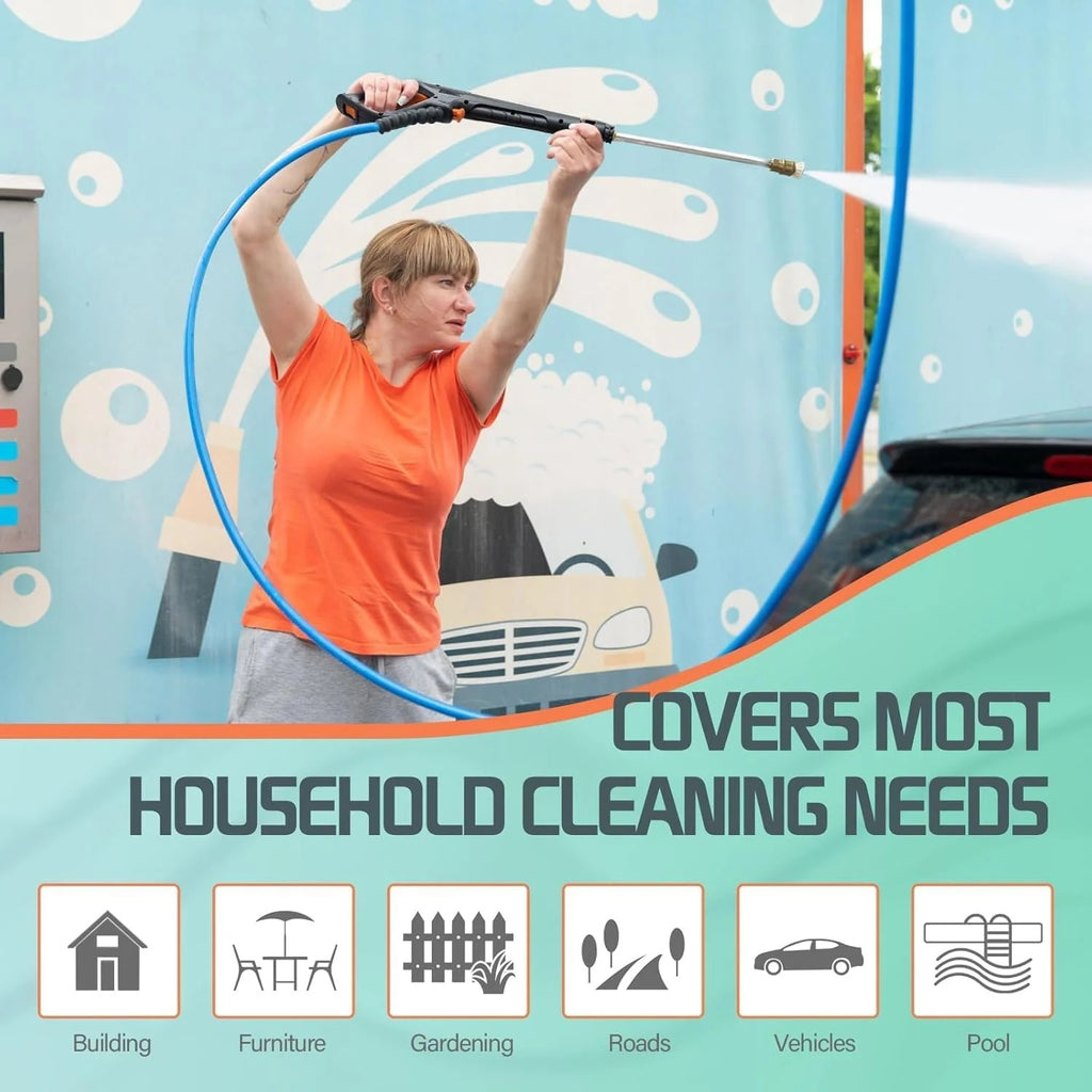 Electric Pressure Washer 4800PSI-Max 2.9GPM Pressure Washer with 25 Foot Hose, 16.4 Foot Power Cord, Soap Tank Car Wash Machine Blue Ideal Cleaning for Patio