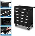 TUFFIOM 5-Drawer Rolling Tool Chest with Lock & Key, Tool Storage Organizer Box Cabinet with Wheels