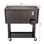 EasingRoom Iron Spray Plastic Patio Cooler Cart with Tray Cooler with Shelf Green