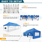 HOTEEL Canopy 10'x20' Pop Up Canopy Tent Heavy Duty Waterproof Adjustable Commercial Instant Canopy Outdoor Party Canopy Parties,Wedding,Outside Patio,Event,Backyard,White