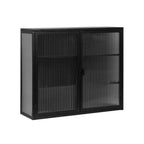 Hassch Wall Mounted Kitchen Pantry Sideboard with 2 Glass Doors, Metal Storage Cabinet Dining Cupboard for Bathroom Kitchen Living Room Dining Room, 27.56"L x 9.06"W x 23.62"H, White