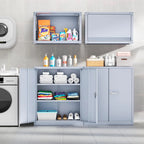 Superday Locking Metal Storage Cabinet with 2 Drawers, Lockable Garage Storage Cabinet with Locking Doors and Adjustable Shelves, Tool Cabinets for Home Office, School, Etc