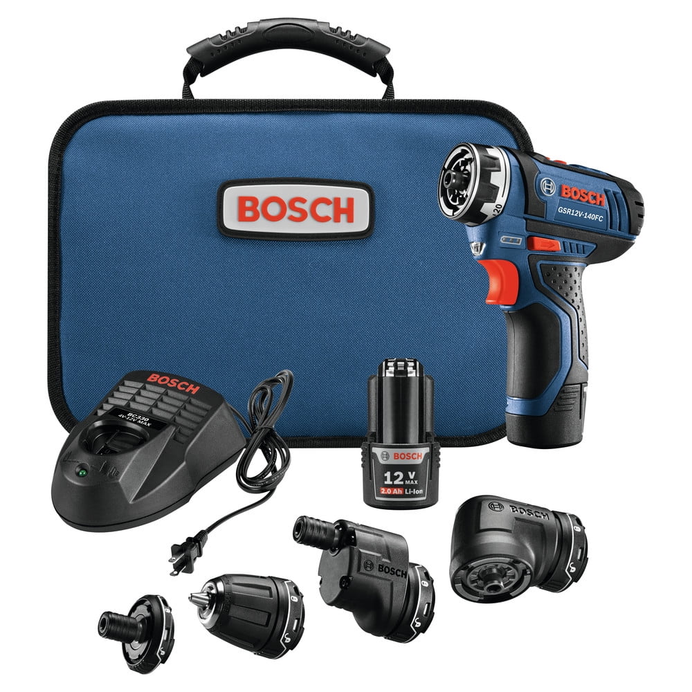 Restored Bosch GSR12V-140FCB22 12V Cordless Drill Driver, 2Ah, 265In-Lbs, 1300RPM, 5 Piece (Refurbished)