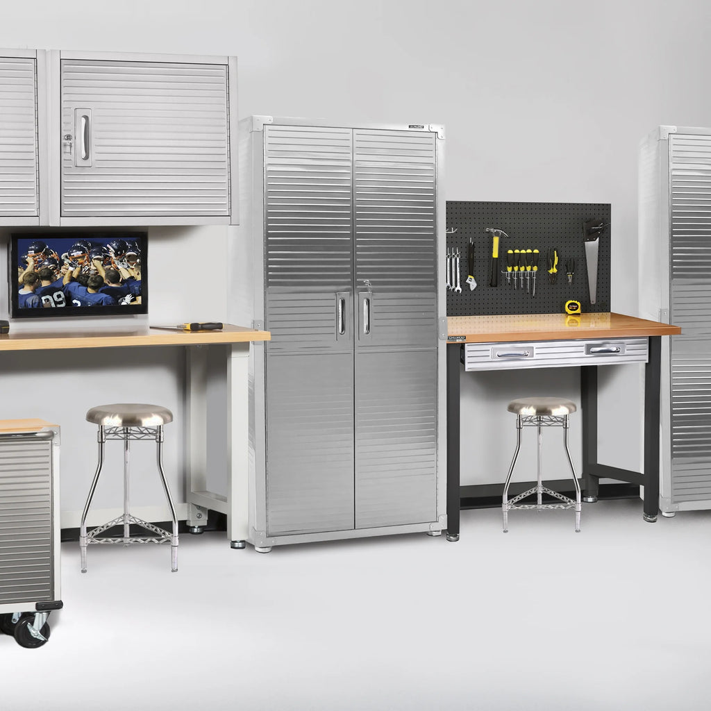 Seville Classics UltraHD? Steel Body Lockable Storage Cabinet Organizer Locker Shelving Unit, Graphite, 30" W x 18" D x 72" H