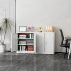 Metal Storage Cabinet, Garage Storage Cabinet with Doors and 2 Adjustable Shelves, 36" White Metal Cabinet, Locking Cabinet for Home,Garage,Office,School