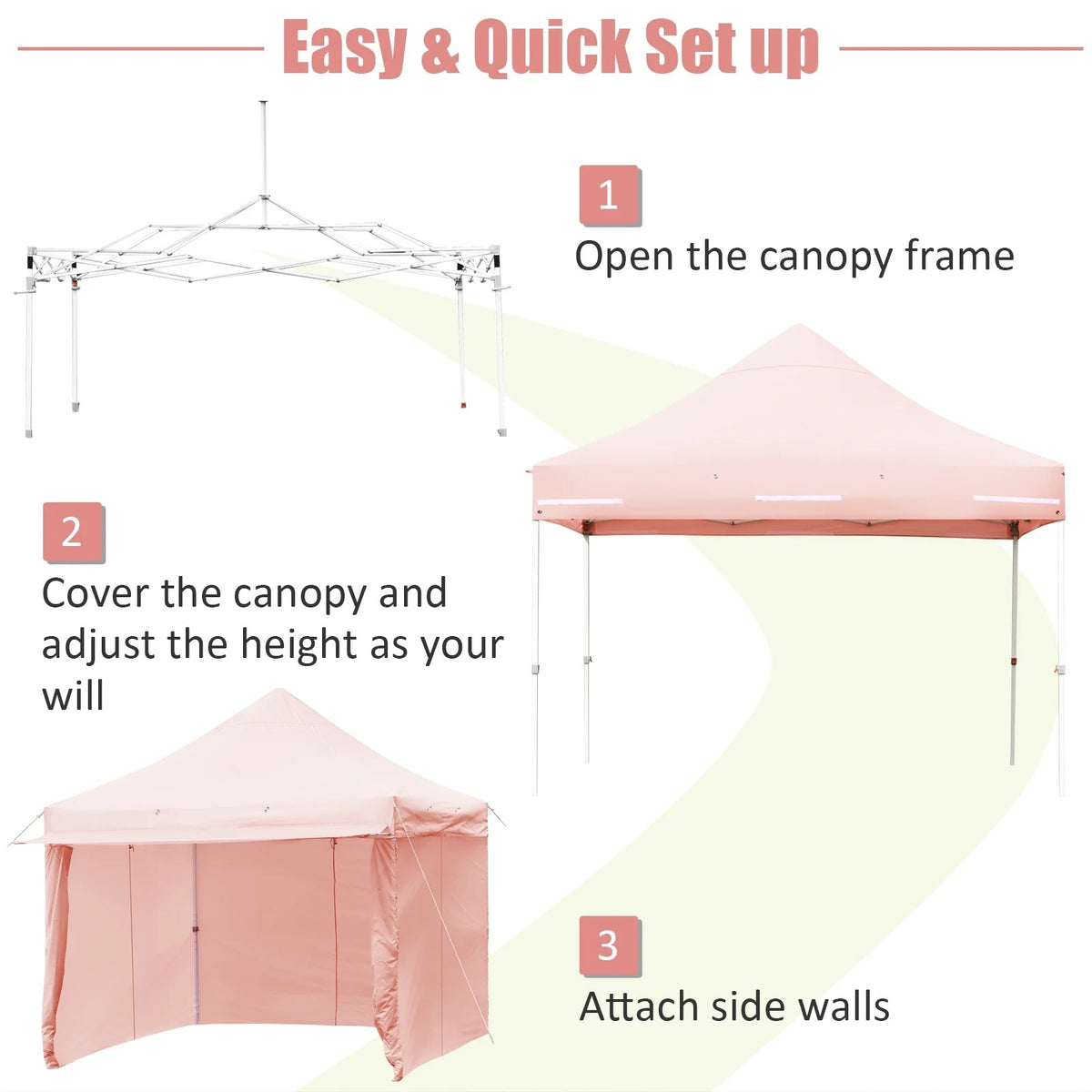 Patiojoy 10x10ft Pop up Tent, 4 Height Adjustment Folding Camping Tent with Awning Blue