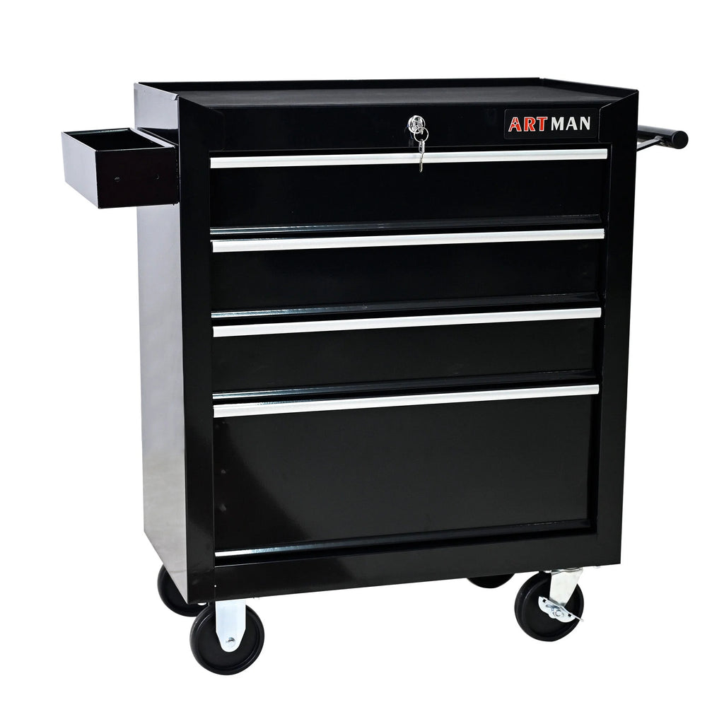 Tool Cabinets Rolling Tool Chest, 4 Drawer Tool Box with Wheels, Heavy Duty Industrial Service Cart Storage Organizer with Locking System, Rolling Tool Box Organizer Tool Case for Garage, Repair Shop