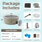 Segmart Inflatable Hot Tub, 3 to 5 Person Outdoor Hot Tub Spa, Portable Round Hot Tub w/100 Jets, Heater Pump, Tub Cover, Ground Cloth, 211Gal Capacity, Fits for Backyard, Patio
