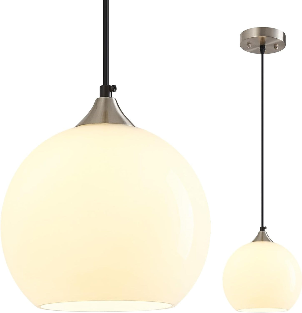 Amber Pendant Lights Kitchen Island 3 Pack, 5.9 in Seeded Glass Globe