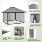 Costway 13x13ft Pop-up Instant Canopy Tent Mesh Sidewall UV50+ Adjust Outdoor Patio Khaki