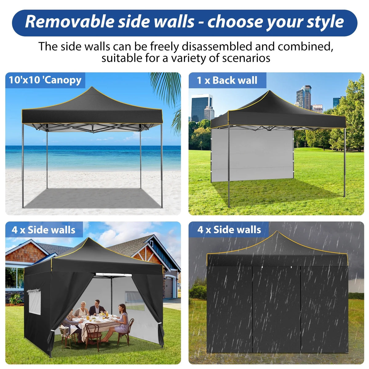 SANOPY 10'x10' Pop up Canopy Tent Anti-UV Waterproof Outdoor Gazebo Instant Party Wedding Backyard Canopy Tent Shade Shelter for Backyard, Patio, Parties,Khaki