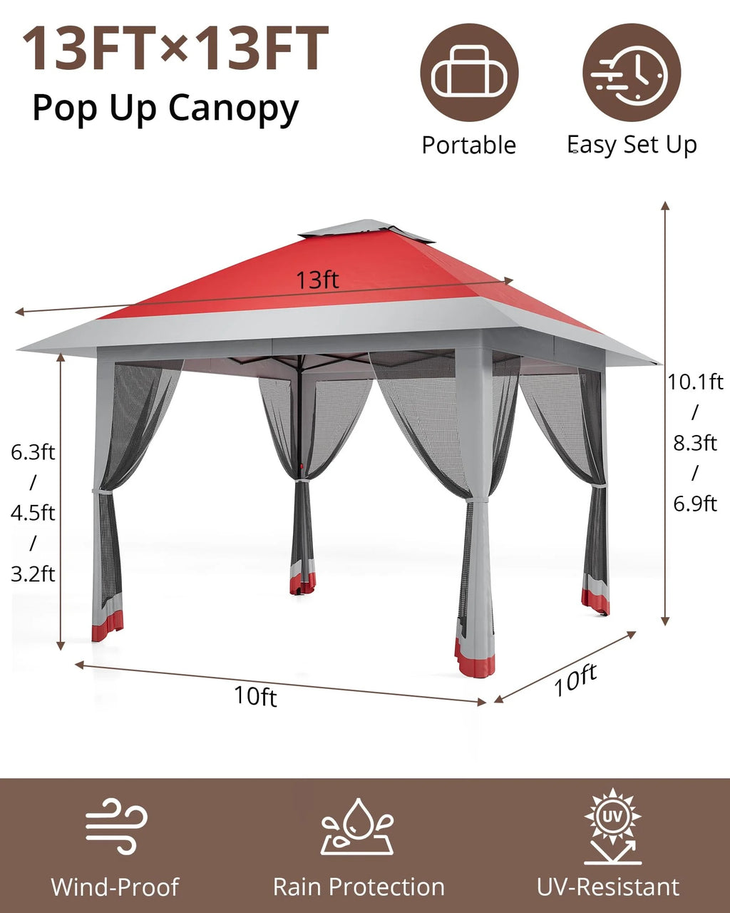 Accreate 13' X 13' Outdoor Patio Gazebo,Outdoor Canopy Tent with Mosquito Netting,Backyard Tent for Party, Wedding, Outdoor Dining, Patio, Backyard