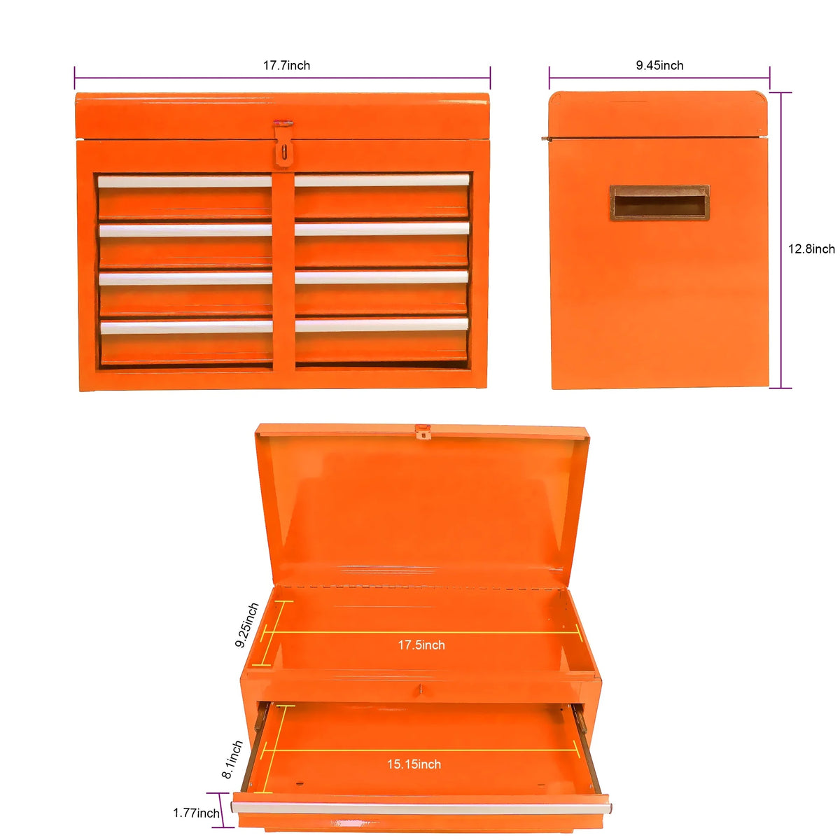 5-Drawer Rolling Tool Chest & Removable Tool Box with Locking System, Tool Box Organizer with 4 Wheels&Hooks, Large Capacity Garage Storage Cabinet for Warehouse and Repair Shop, Orange