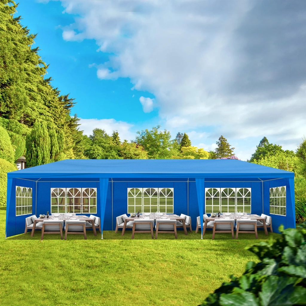 10'x30' Outdoor Party Tent with 8 Removable Sidewalls - Waterproof Canopy Patio Wedding Gazebo for Backyard Events, Blue