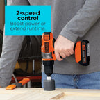 BLACK+DECKER 20V Cordless Drill/Driver, Lithium Ion Battery and Charger Included