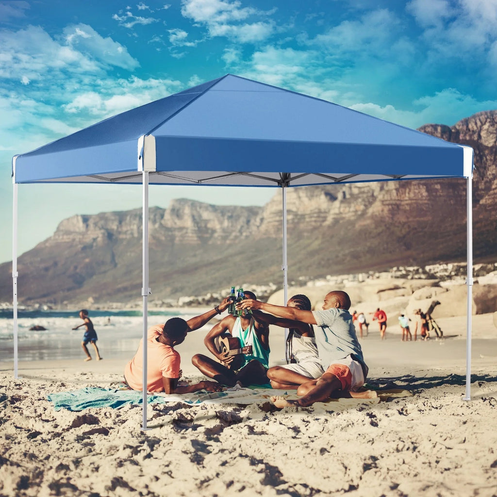 XiHuaZhaoChen  Canopy Tent Easy Set-up Outdoor Patio Canopy Adjustable Straight Leg Heights Instant Shelter with Wheeled Bag,Gray,10' x 10'