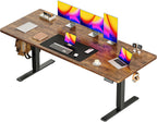 55 x 28 Large Electric Standing Desk, Height Adjustable Computer Desk, 27.6" Deep Desktop, Stand up Gaming Office Desk with 2 Hooks, 3 Preset Heights, for Home Office, Rustic Brown