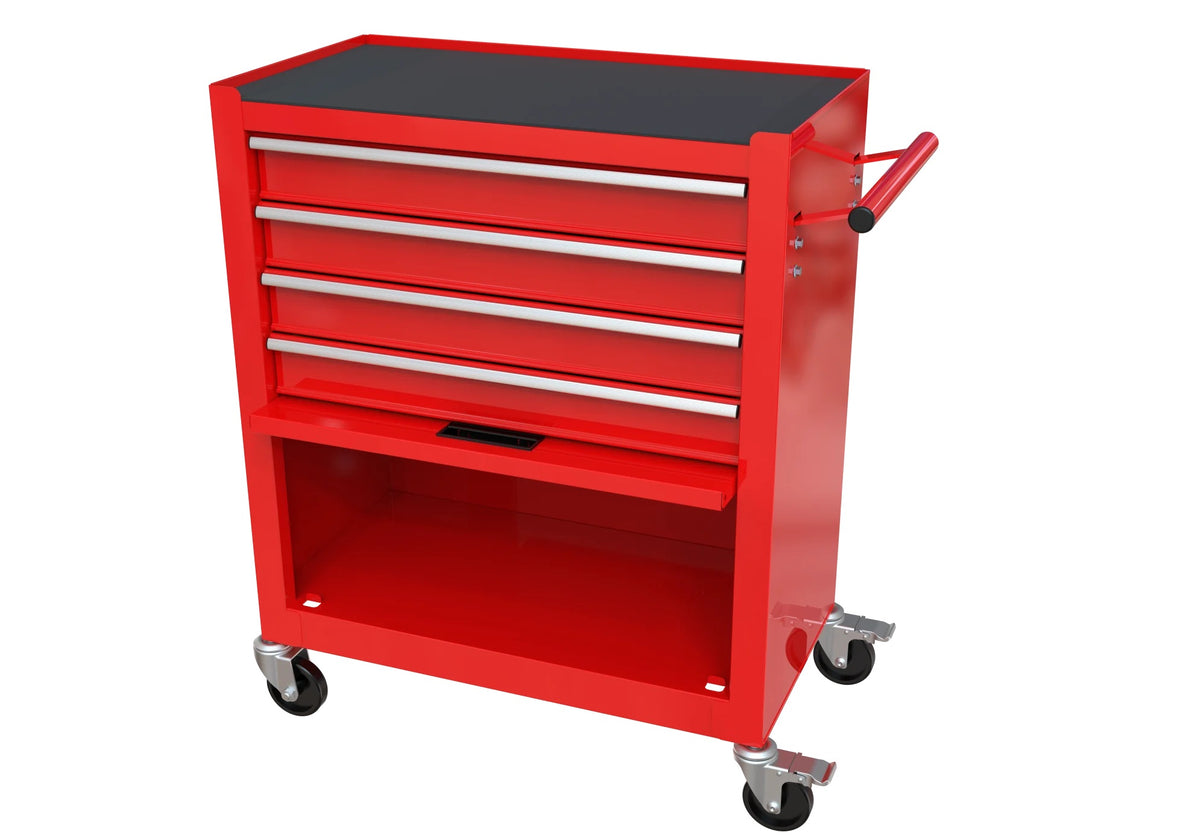 4 Drawers Rolling Tool Chest, High Capacity Tool Box with Tool Sets, Tool Chest with Lockable System and Wheels, Utility Tool Storage Cart for Workshop Mechanics Garage (Black)