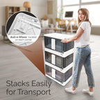 Collapsible Storage Bins 8.4 Gal (4 Pack) | Stackable Bins with Lids