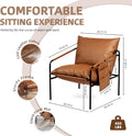Modern Accent Chair, Comfy Armchair, Waterproof Living Room Chair with Storage Pocket, Upholstered Lounge Chair with Metal Frame, Brown