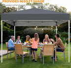 10 X 10ft Pop Up Canopy Tent Easy Set up Outdoor Instant Straight Legs Portable Gazebo Shelter with Wheeled Bag for Camp Beach Patio and Garden (Grey)