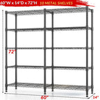 Legooin 72"H Extra-wide Metal Shelves 60"W Storage Rack for Pantry Office Garage Capacity 1500LBS Adjustable Corner Shelving Unit, Black