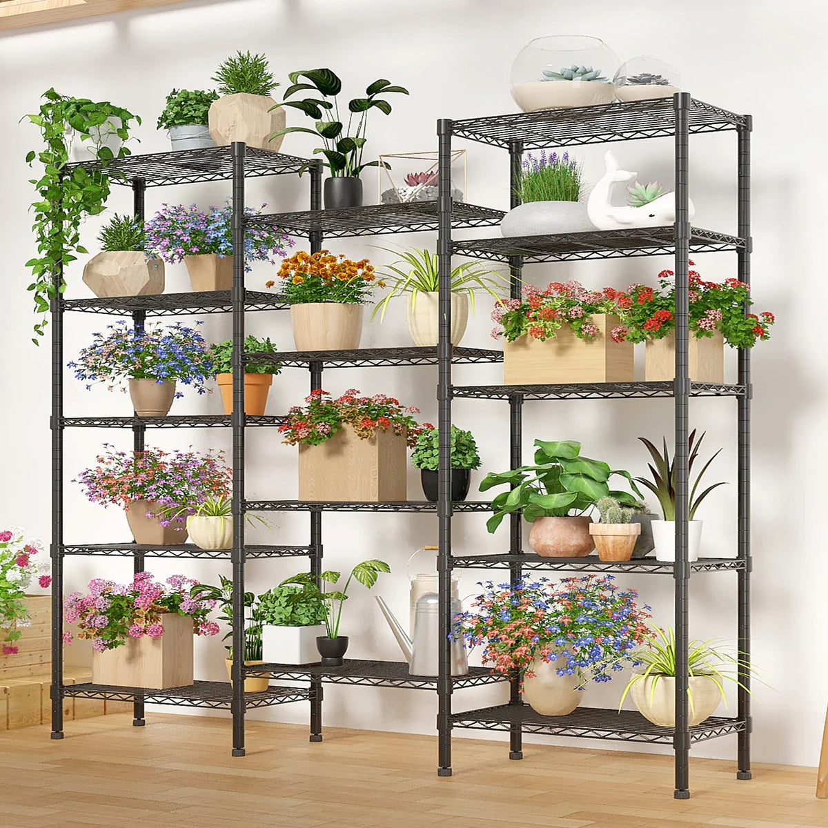 Zimtown Heavy Duty Storage Shelves, 63"W Wire Shelving Unit, Adjustable 4 Tier Metal Shelves Organizer Silver for Pantry Kitchen Basement, 1500 lbs Capacity