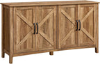 Buffet Cabinet Sideboard Storage Cabinet with Adjustable Shelves for Living Room Rustic Walnut