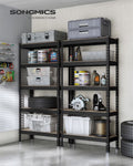 Set of 2 Heavy-Duty 5-Tier Storage Shelves, 2310 lb Total Capacity, Boltless Adjustable Steel Shelving Units for Garage Basement, 59.1" H, Black