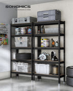 Set of 2 Heavy-Duty 5-Tier Storage Shelves, 2310 lb Total Capacity, Boltless Adjustable Steel Shelving Units for Garage Basement, 59.1" H, Black