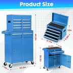 5-Drawer Rolling Tool Chest -C 2-in-1 Lockable Tool Box with Wheels, Sliding Drawers & Detachable Top -C Garage & Workshop Storage Cabinet, Green