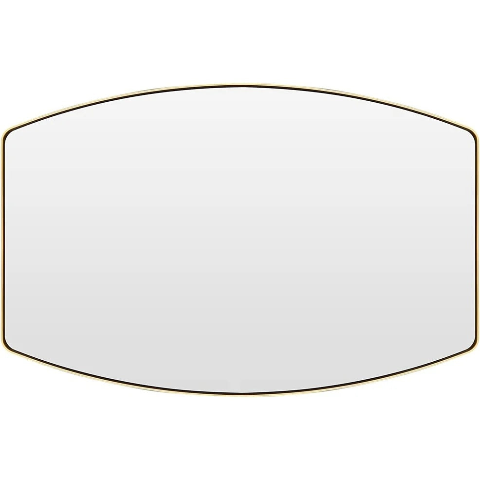 Modern Oblong Metal Wall Mirror, Decorative Elongated Hanging Mirror for Living Room, Bedroom and Entryway