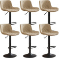 Modern Adjustable Bar Stools Set of 2,Swivel Backs with Faux Leather Counter Height for Kitchen Island Breakfast Bar Chairs Padded Seats for Bar(Black)