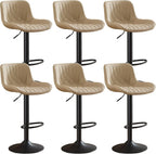 Modern Adjustable Bar Stools Set of 2,Swivel Backs with Faux Leather Counter Height for Kitchen Island Breakfast Bar Chairs Padded Seats for Bar(Black)