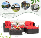 5-Piece All-Weather Patio Furniture Set with Cushions, Outdoor Wicker Conversation Sofa Set for Garden, Deck & Backyard