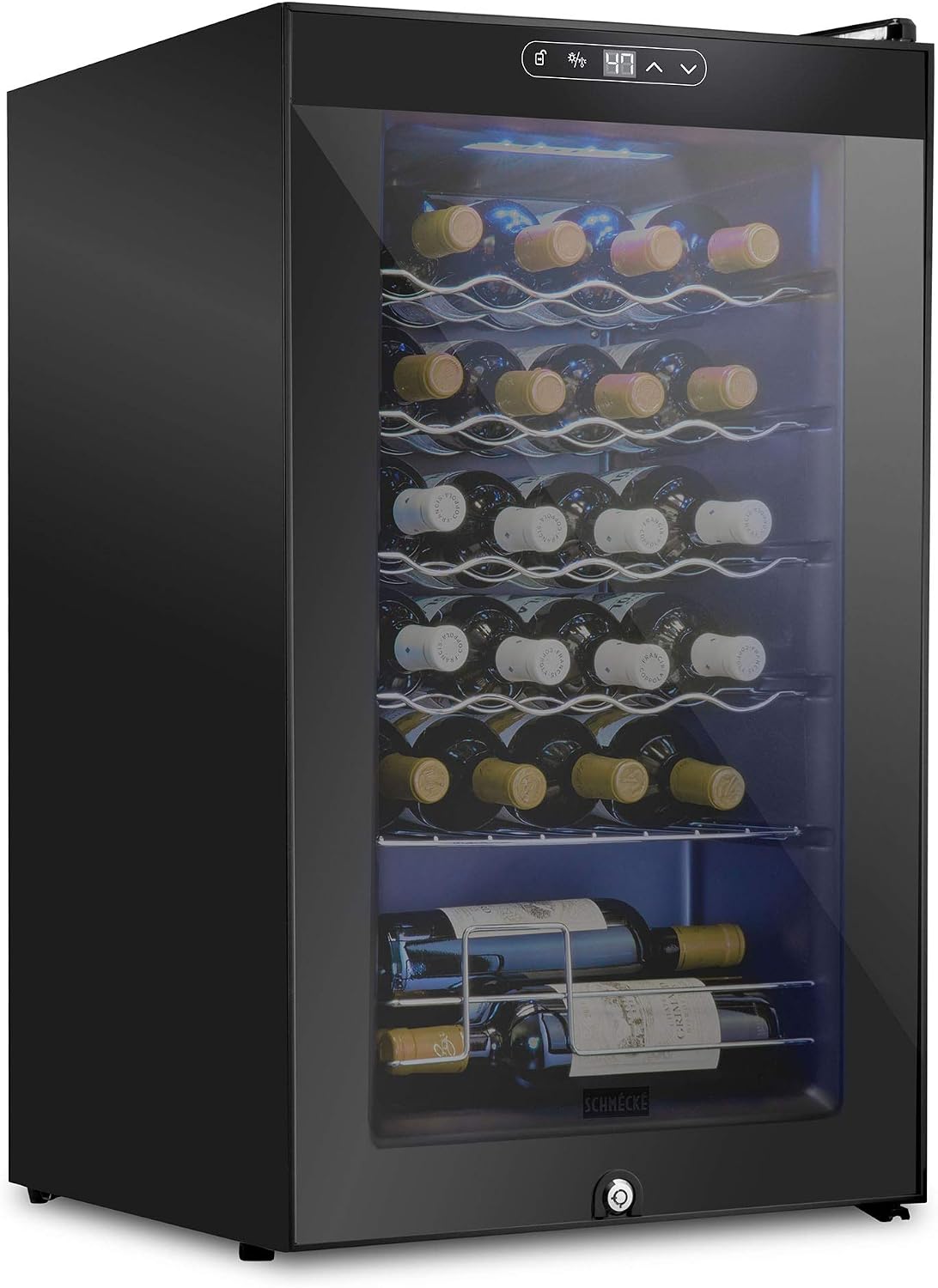 12 Bottle Compressor Wine Cooler Refrigerator w/ Lock | Large Freestanding Wine Cellar | 41F-64F Digital Temperature Control Wine Fridge for Red, White, Champagne or Sparkling Wine - Black
