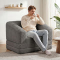 Loveseat 51 inch, 2-in-1 Convertible Tri-Folding Sofa Bed with Thick Backrest & Carry Handle, Gray Foldable Couch Bed Lounger Sleeper Sofa for Living Room, Guest Room, Soft Corduroy