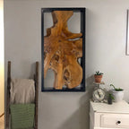 Abstract Live Edge Teak Wood Wall Sculpture, Natural Wooden Wall Art Decor for Living Room and Home Decoration