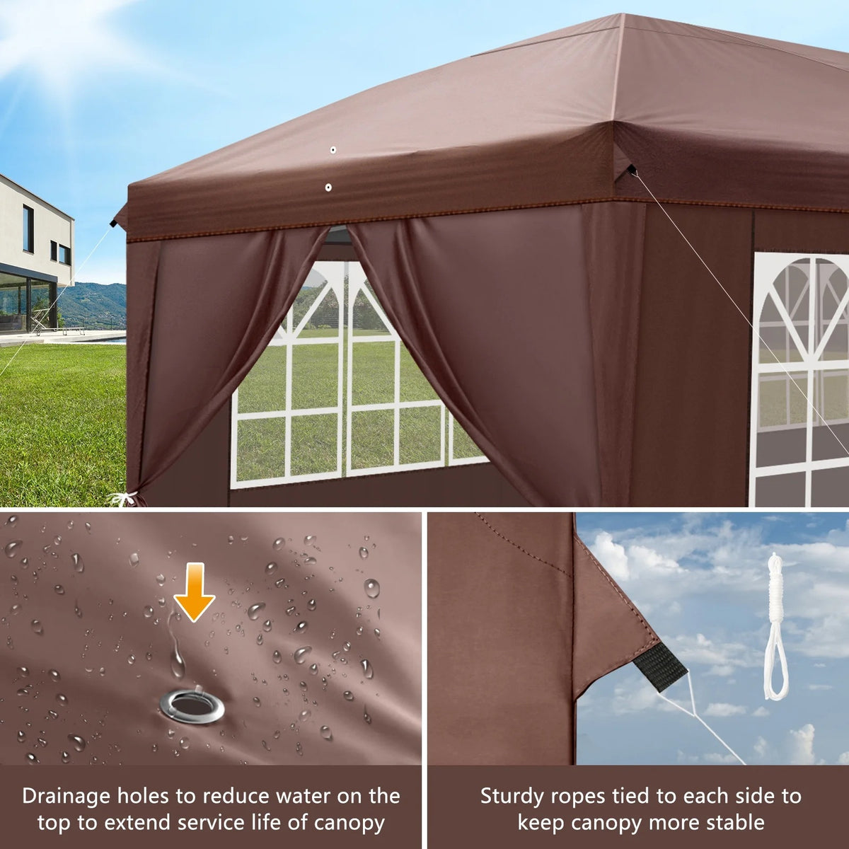 UBesGoo Ez Pop Up Patio Canopy Tent Gazebo Outdoor Party with 6 Sidewalls 10 x 20 ft Blue
