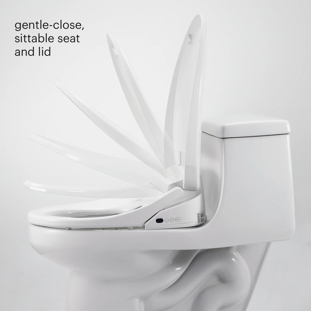 Brondell Bidet Toilet Seat S1400, Smart Toilet Seat, Dual Stainless-Steel, Self-Cleaning Nozzle With Clean Plus Technology, Endless Warm Water Bidet, Warm Air Dryer-Nightlight, Heated Seat, Elongated