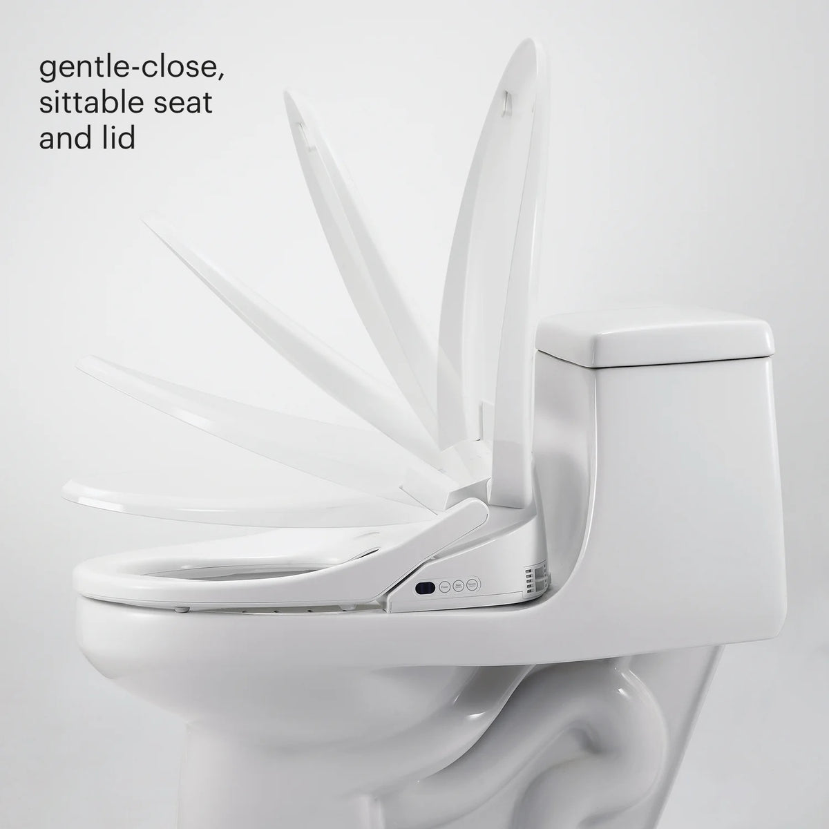 Brondell Bidet Toilet Seat S1400, Smart Toilet Seat, Dual Stainless-Steel, Self-Cleaning Nozzle With Clean Plus Technology, Endless Warm Water Bidet, Warm Air Dryer-Nightlight, Heated Seat, Elongated