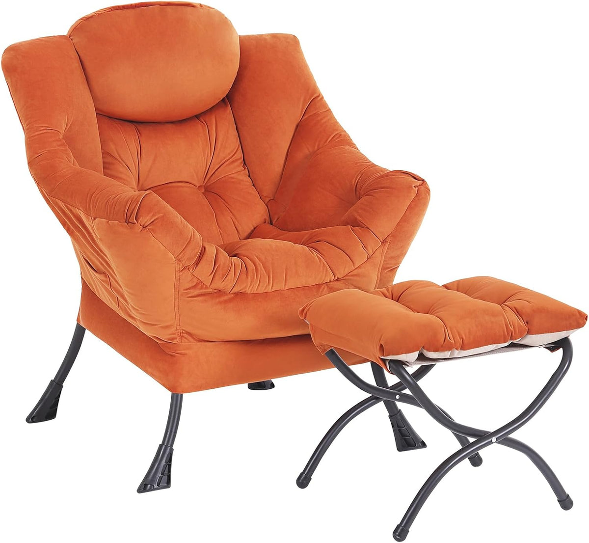 Modern Lazy Chair with Ottoman, Lounge Accent Reading Chair for Living Room