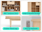LINSY HOME Fluted Pantry Storage Cabinet, Kitchen Cabinets with Sliding Tambour Door, Wide Storage Cabinet with Removable & Adjustable Shelves for Dining Room, Living Room, Bathroom, Oak