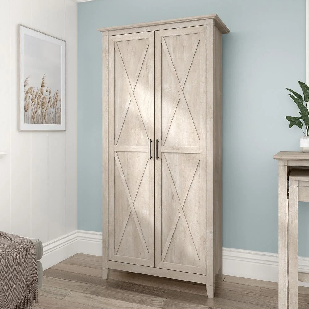 Key West Tall Storage Cabinet with Doors in Bing Cherry - Engineered Wood