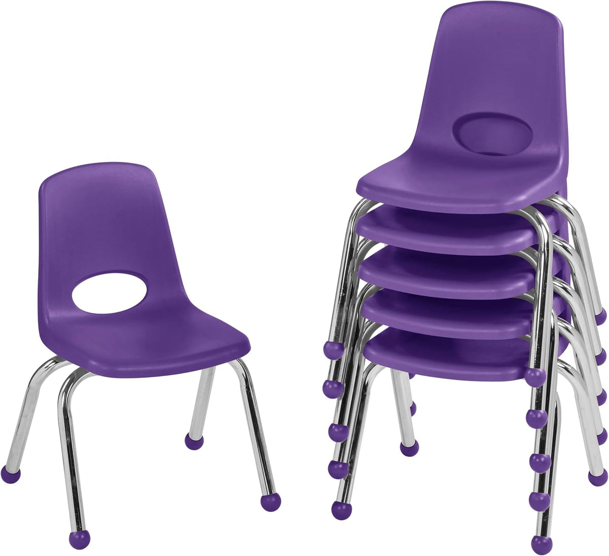 10" School Stack Chair with Swivel Glides, Purple, 6-Pack