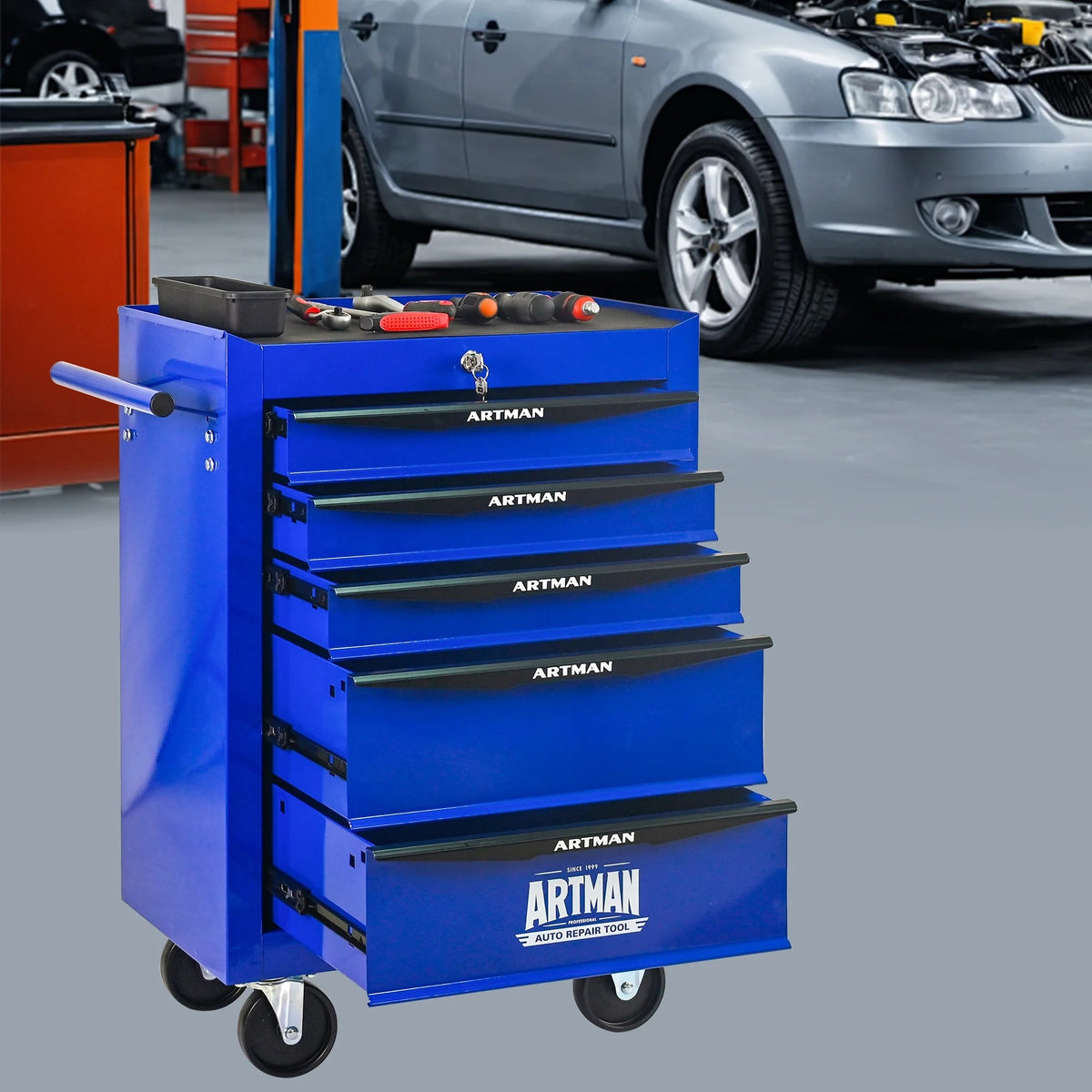 ARTMAN 20" 6-Drawer Tool Chest Cabinet with Ball Bearing Drawer Slides, Steel Tool Storage Box Organizer for Garage Workshop Repair Shop
