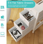 40 Inch Small White Desk with Fabric Drawers, Compact Computer Writing Desk for Home Office, Bedroom and Study