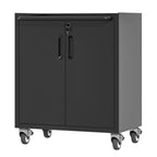 Tcbosik Rolling Storage Cabinet with Storage, Metal Tool Cabinet with Adjustable Shelf and 2 Doors, Lockable Storage Cabinet for Home Office Garage Basement, Black