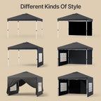 10'x10' Pop-up Canopy Tent with 4 Removable Sidewalls -?Lofka   Portable Outdoor Canopy with 4 Sandbags, 8 Stakes & Ropes -?Perfect for Beach, Party, Patio & Yard Events, Black