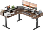 L Shaped Standing Desk 63 x 48 Inch, Electric Height Adjustable Corner Desk for Home Office Workstation, Ergonomic Sit to Stand Computer Table with Memory Controller, Rustic Brown